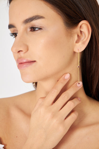 Gold plated silver earing and bracelet, red color stone fashion earing and bracelet, new trend earing